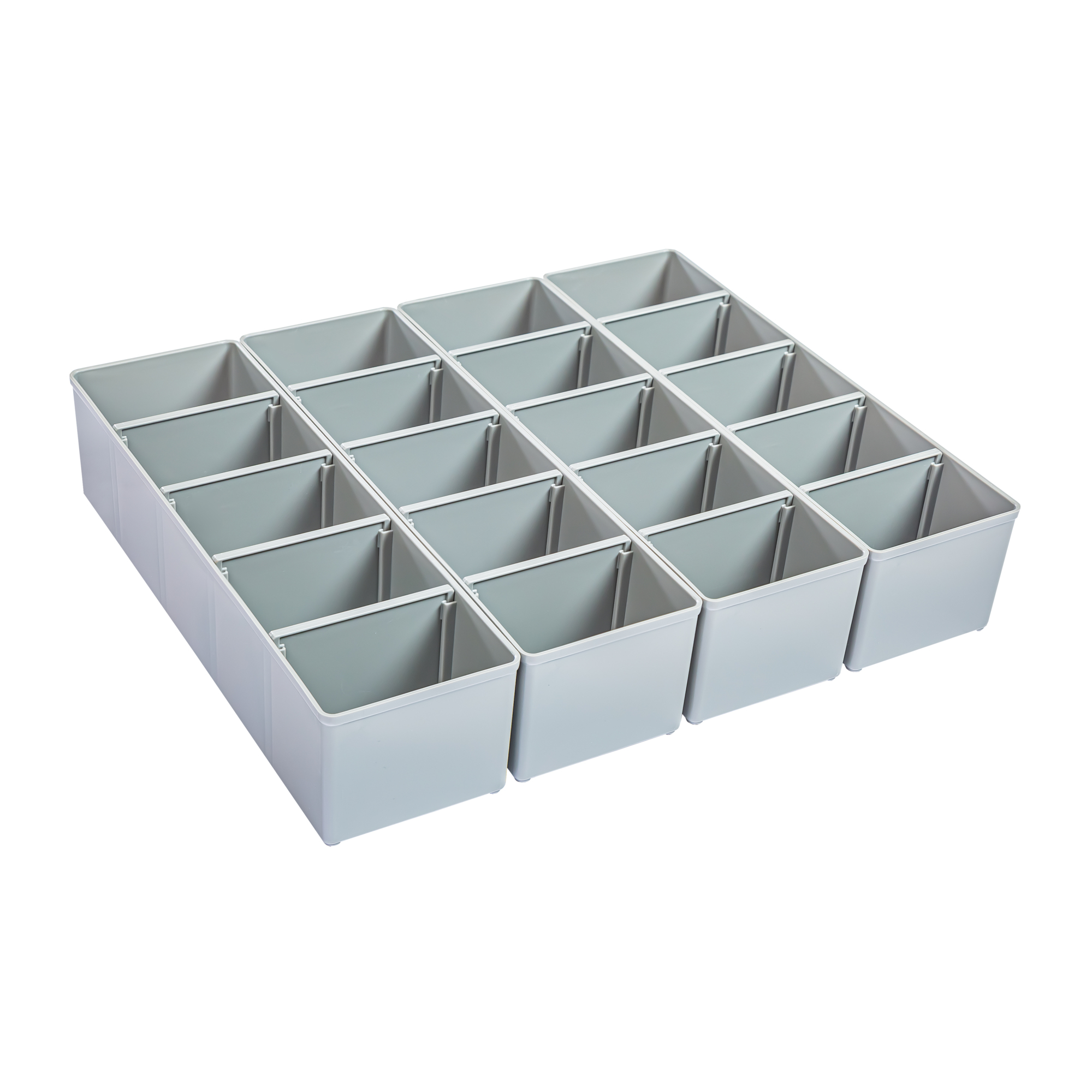L-Boxx Baseline Organizer Bin Set — 4 Identical Plastic Bins, Grey, Model# 6000012258